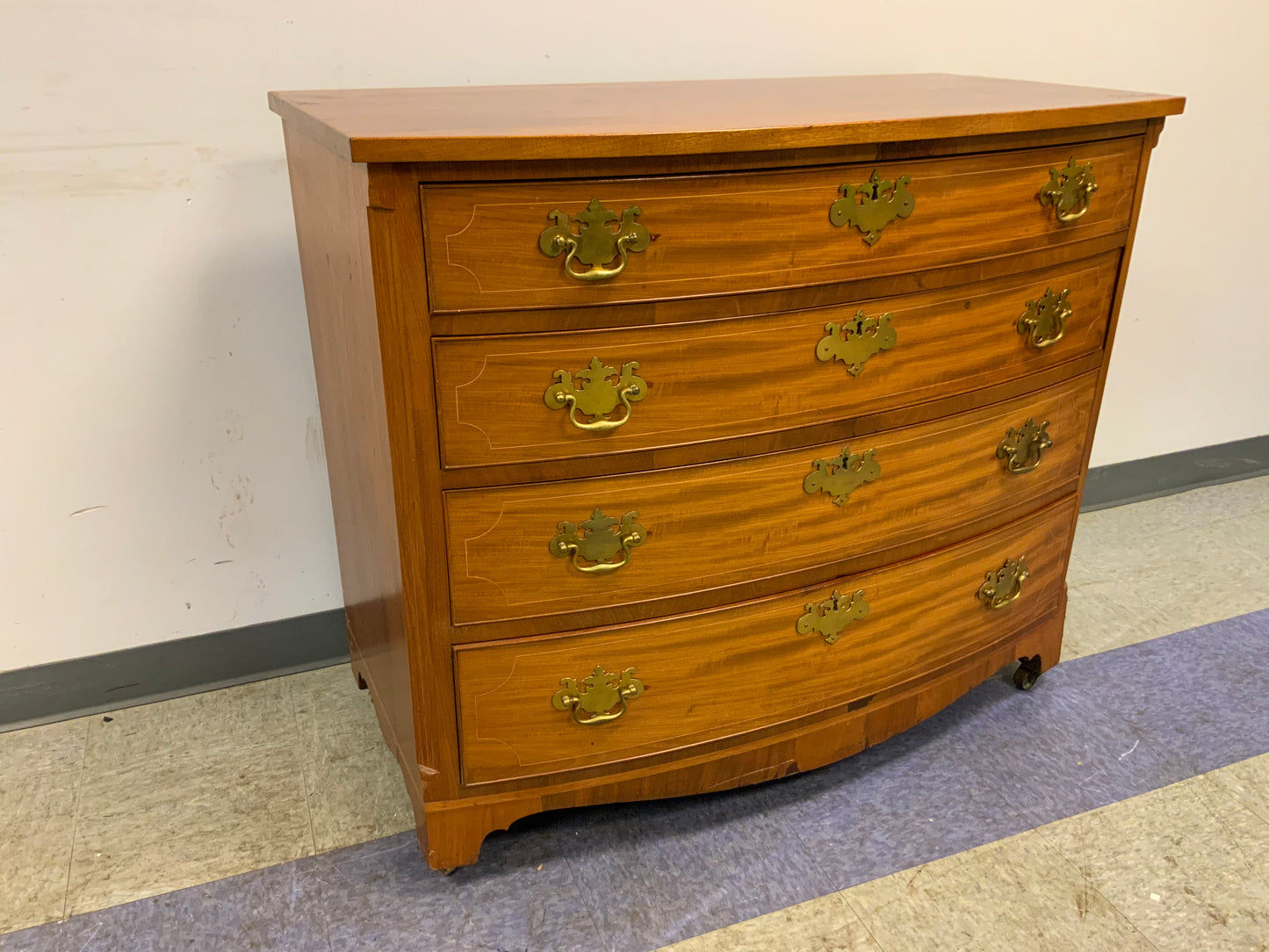 Antique 4 Drawer Brass Hardware Chest of Drawers