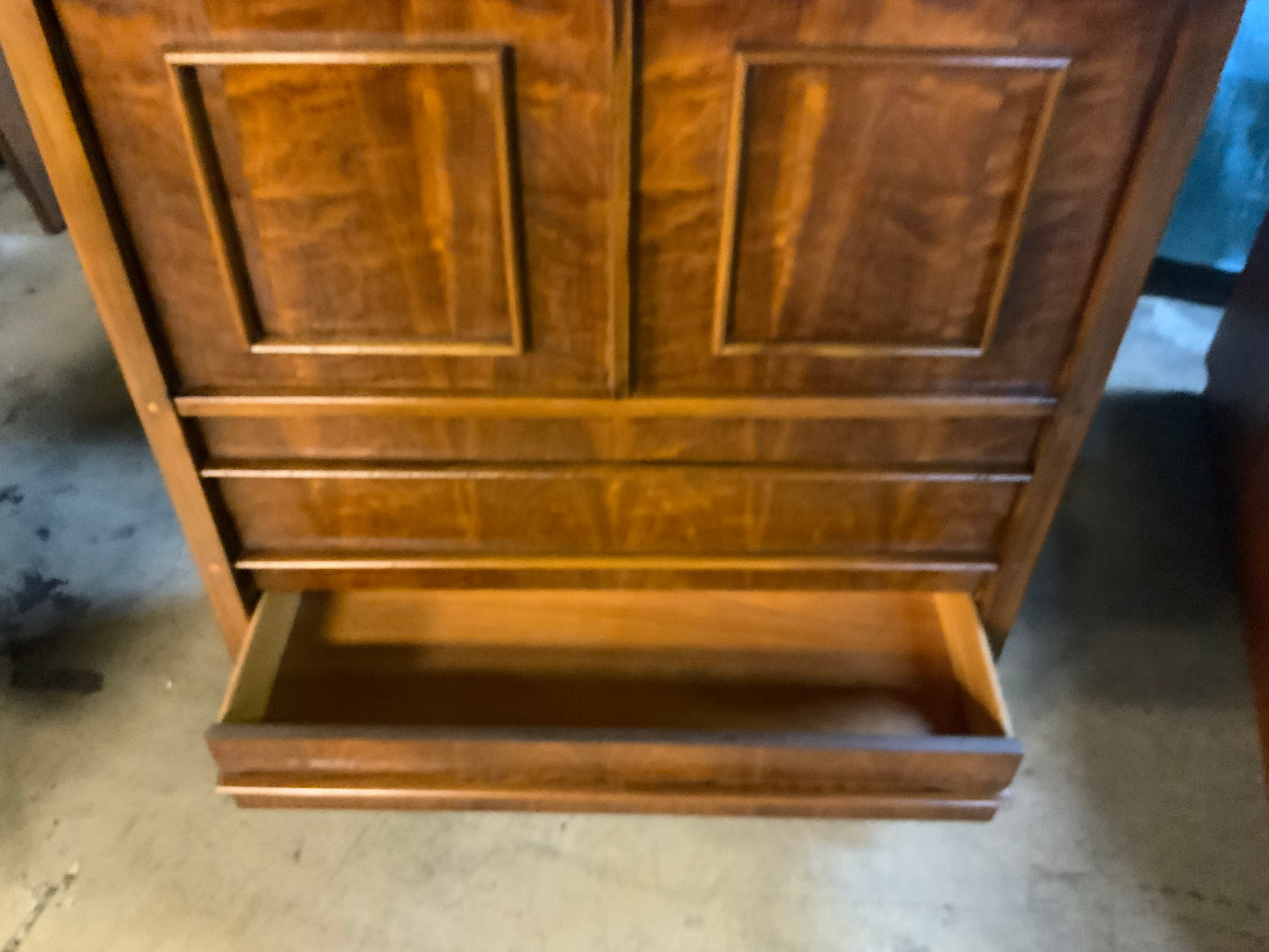 MCM Mid Century Modern Walnut Five Drawer Two Door Gentleman Chest of Drawers
