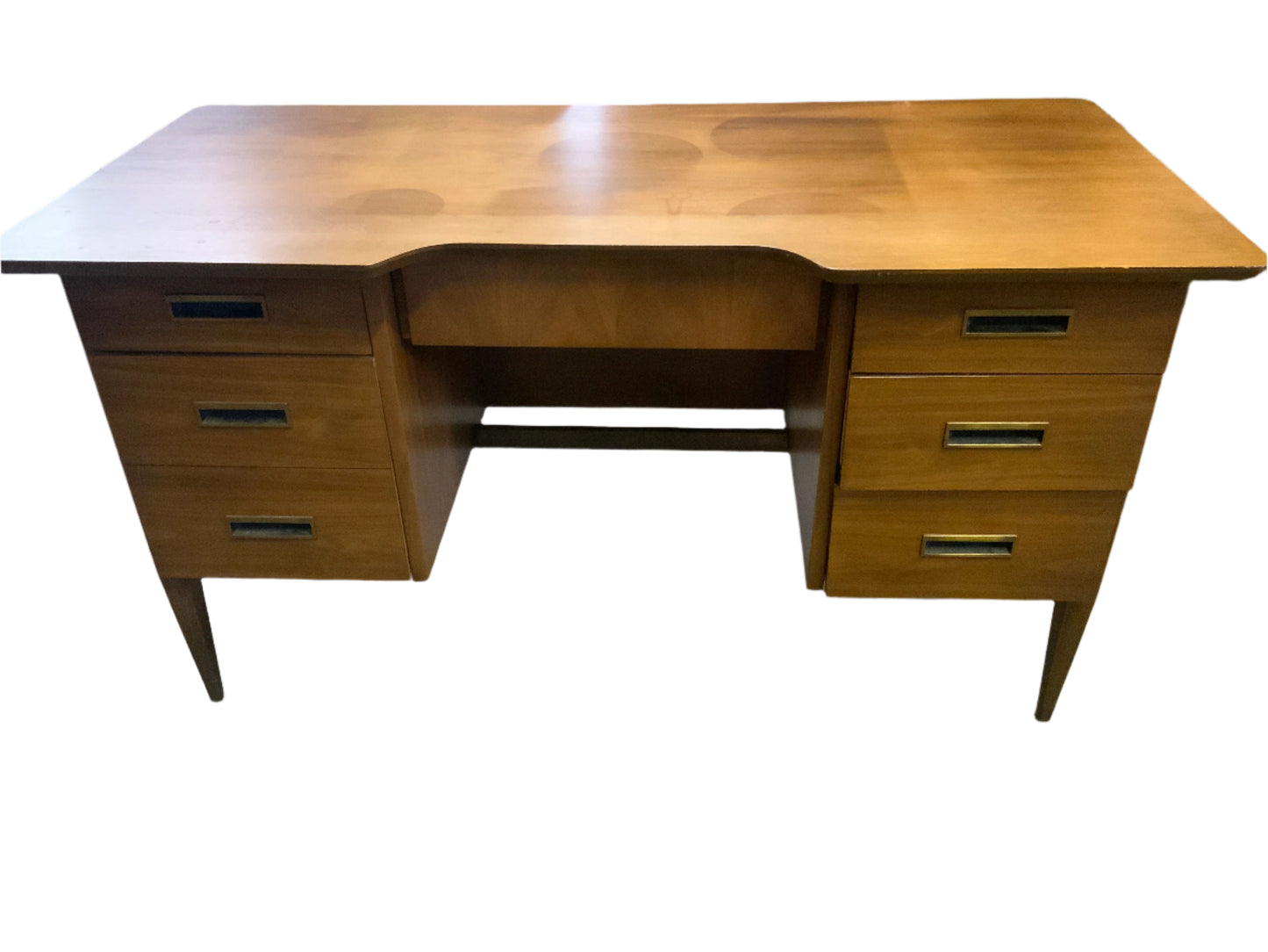 MCM Mid Century Modern J.B Van Sciver Co. Seven Drawer Walnut Office Desk