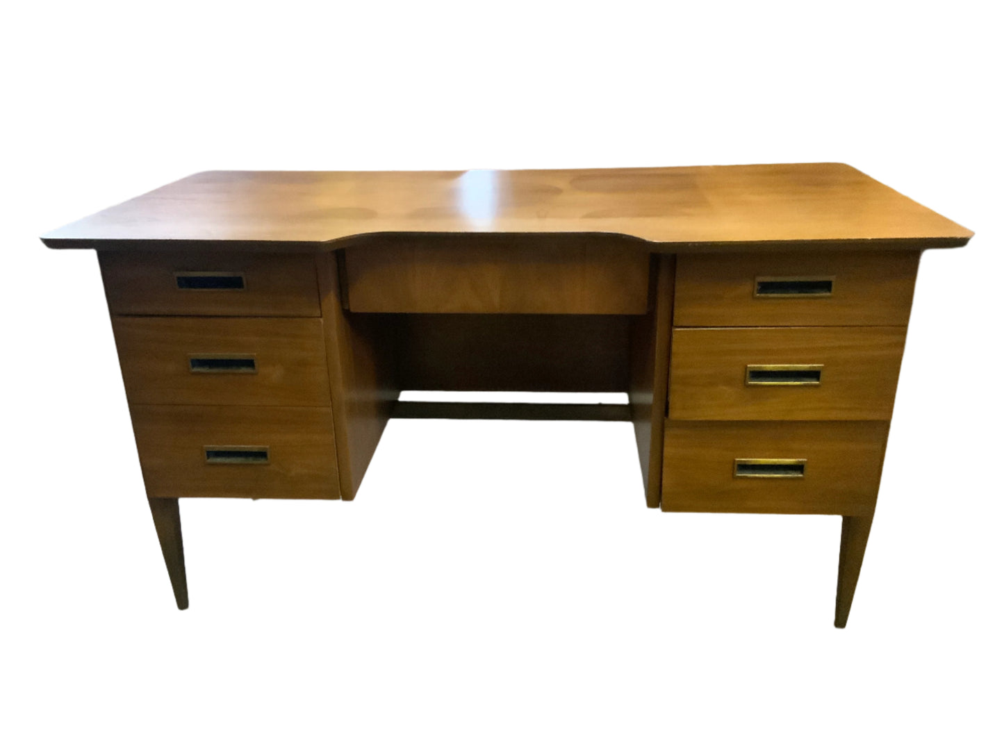 MCM Mid Century Modern J.B Van Sciver Co. Seven Drawer Walnut Office Desk