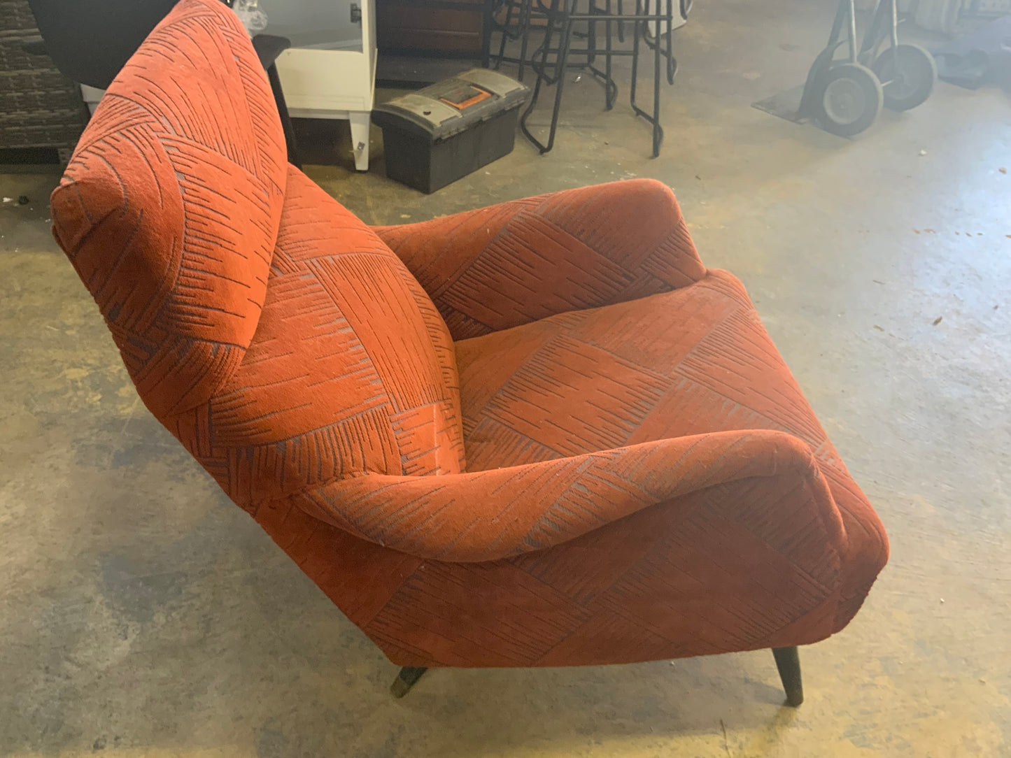 MCM Mid Century Modern Red Upholstered Rocking Chair