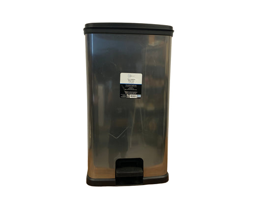 New Mainstays Kitchen Trash Can, 13 Gallon, Plastic Rectangular Step Garbage Bin, Silver