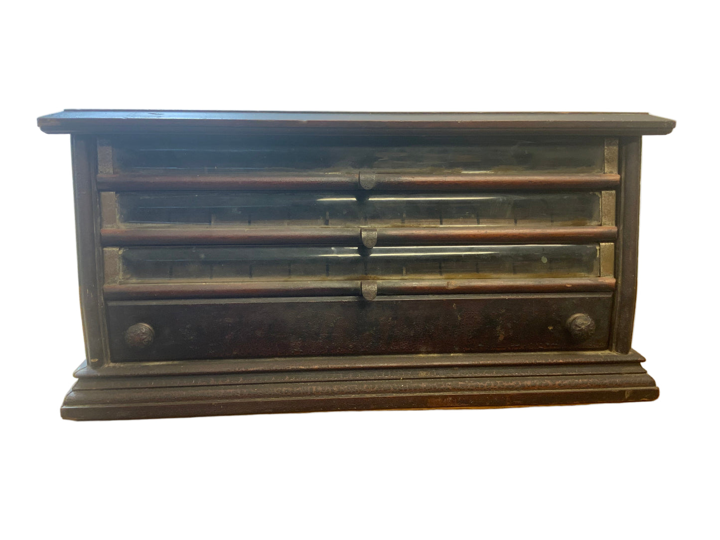 Antique Eureka Victorian Walnut Countertop Display Spool Cabinet