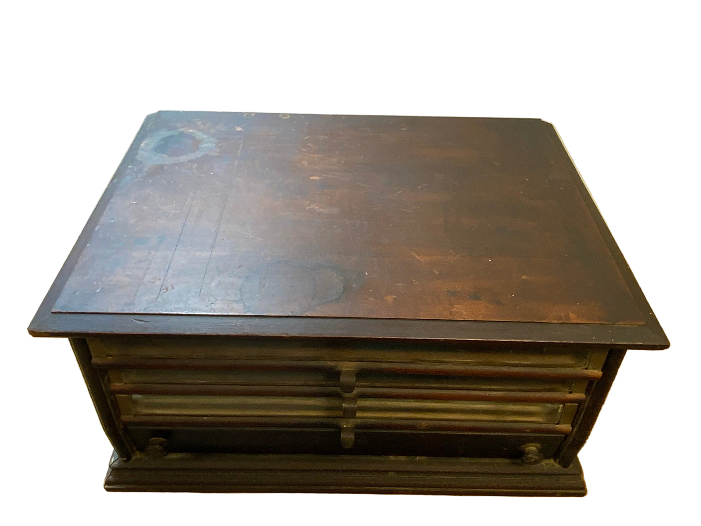 Antique Eureka Victorian Walnut Countertop Display Spool Cabinet