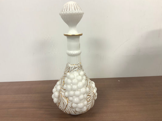 1950's Imperial Vintage Grapes Milk Glass Decanter with Lid 12"