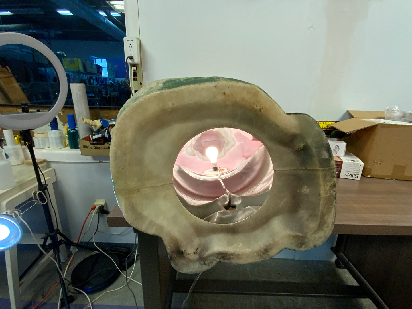 Vintage Christmas 46” Lighted Santa Holding His Green Bag Of Toys Blow Mold