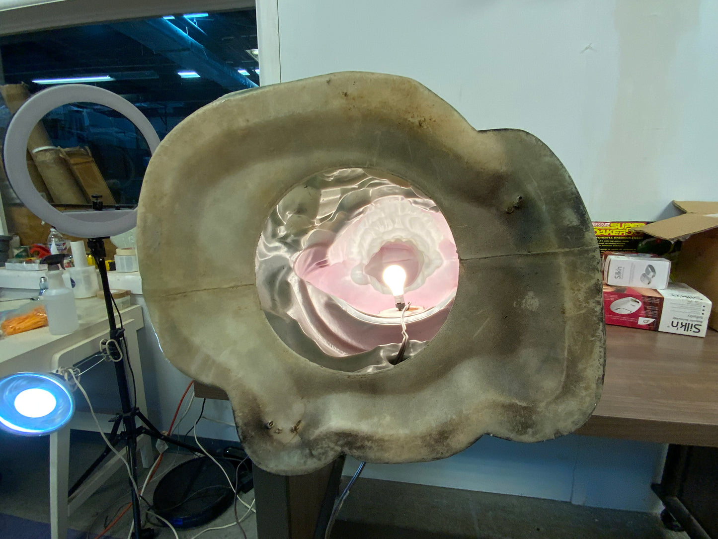 Vintage Christmas 46” Lighted Santa Holding His Green Bag Of Toys Blow Mold