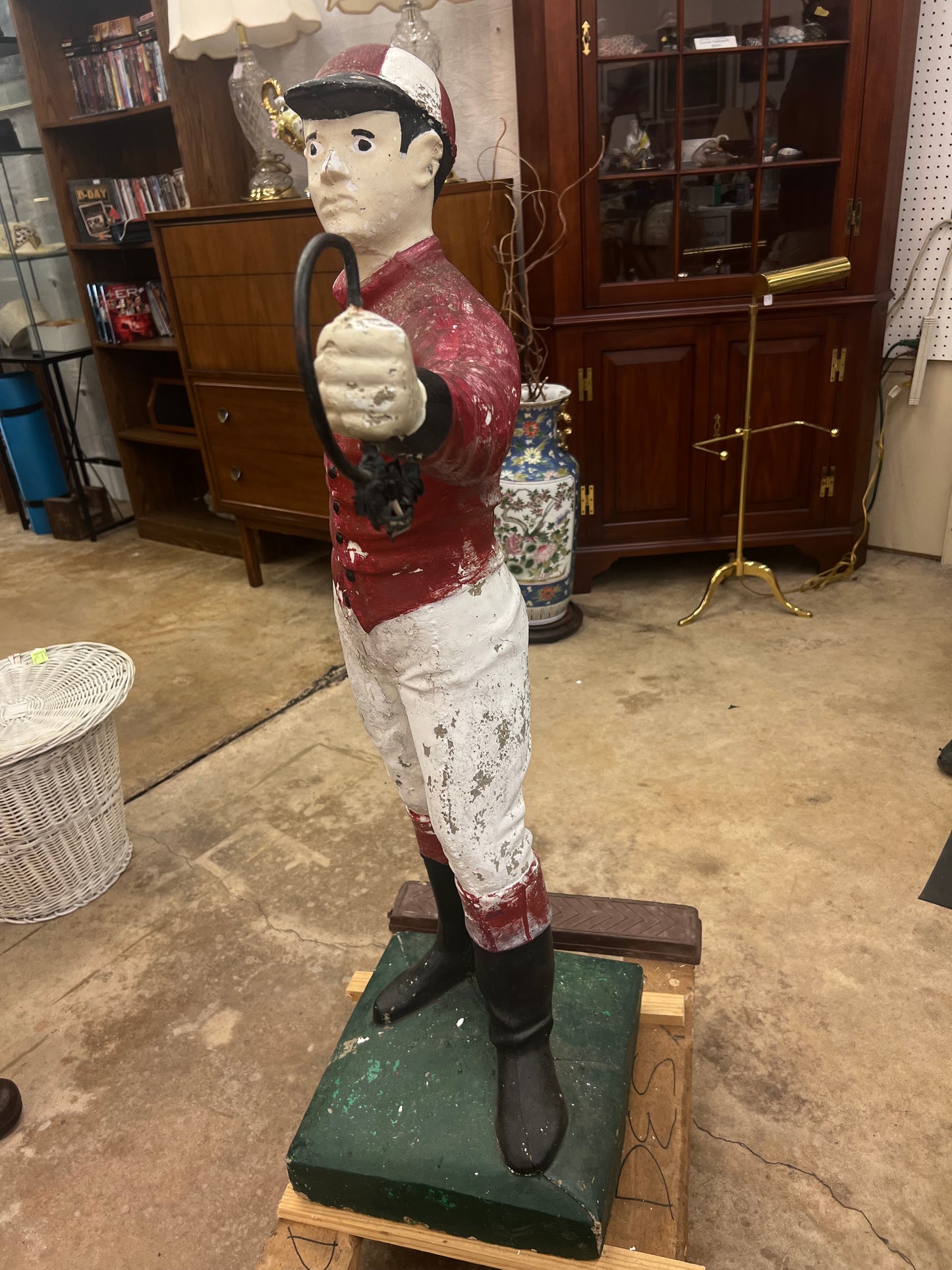 USED Rare Antique Concrete Lawn Jockey Statue- Very Heavy