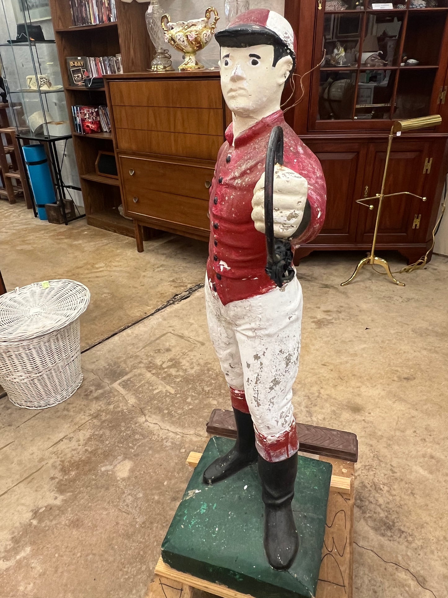 USED Rare Antique Concrete Lawn Jockey Statue- Very Heavy