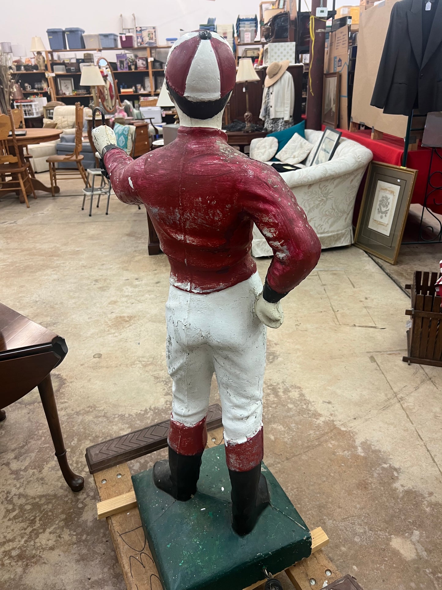 USED Rare Antique Concrete Lawn Jockey Statue- Very Heavy