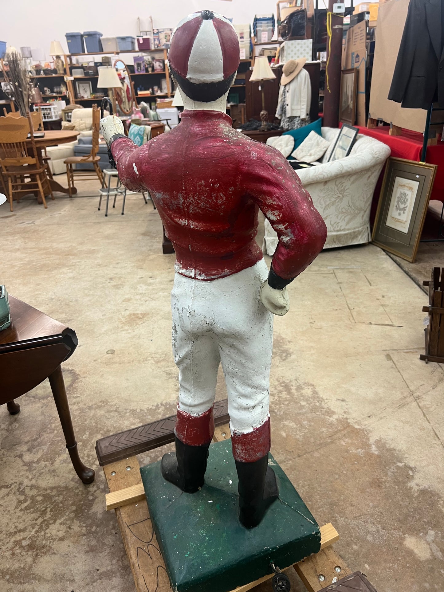 USED Rare Antique Concrete Lawn Jockey Statue- Very Heavy