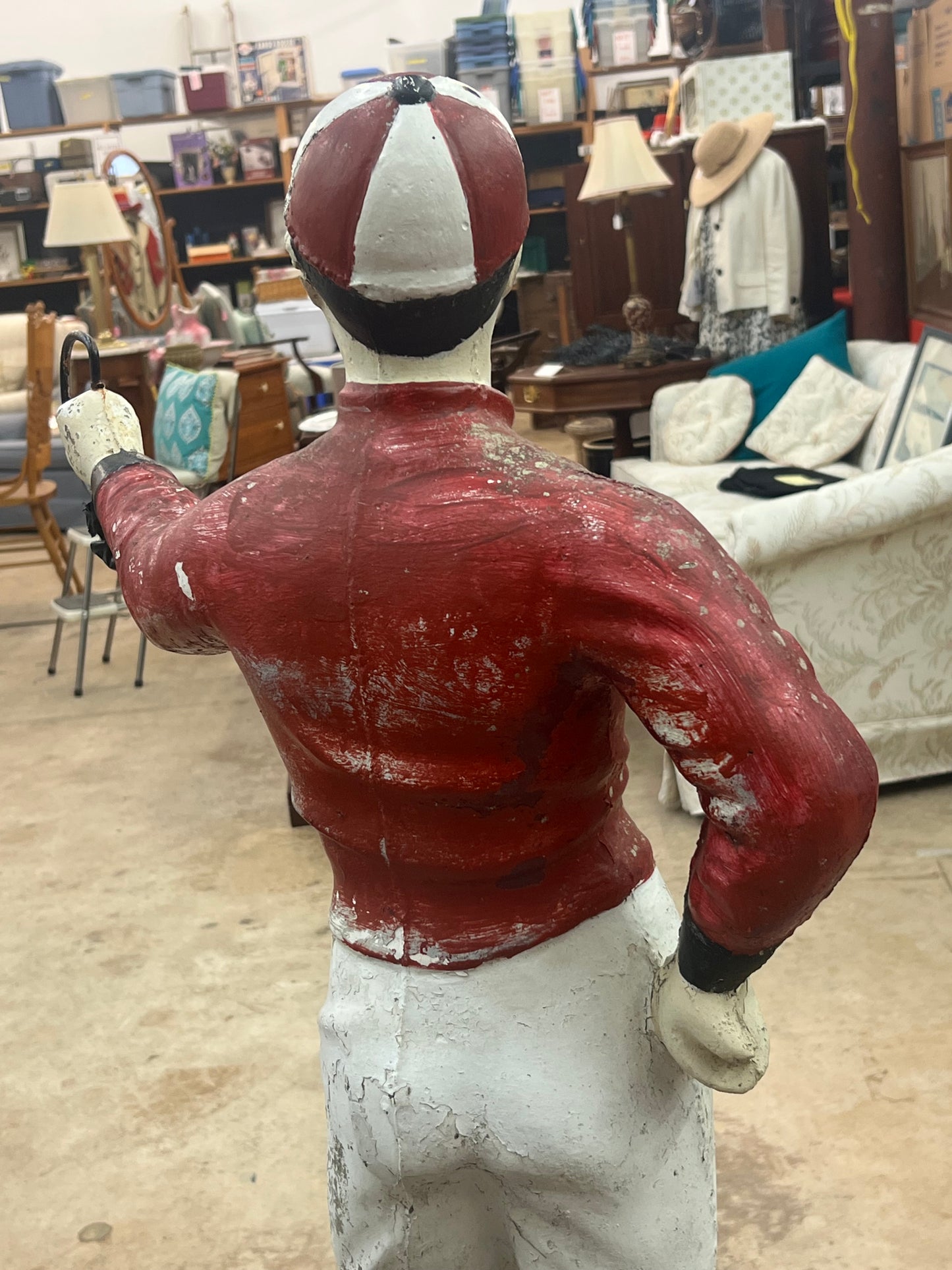 USED Rare Antique Concrete Lawn Jockey Statue- Very Heavy