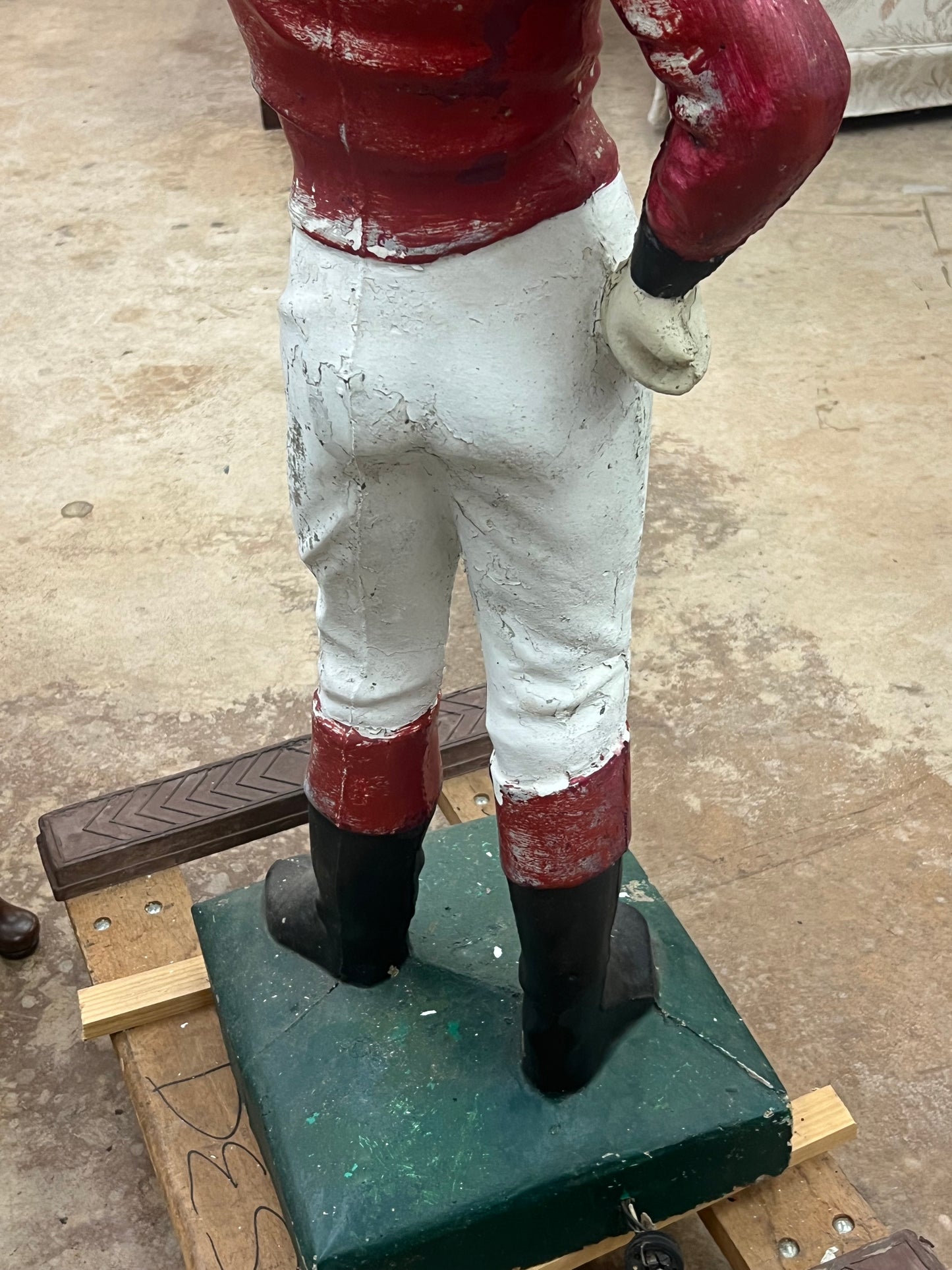 USED Rare Antique Concrete Lawn Jockey Statue- Very Heavy