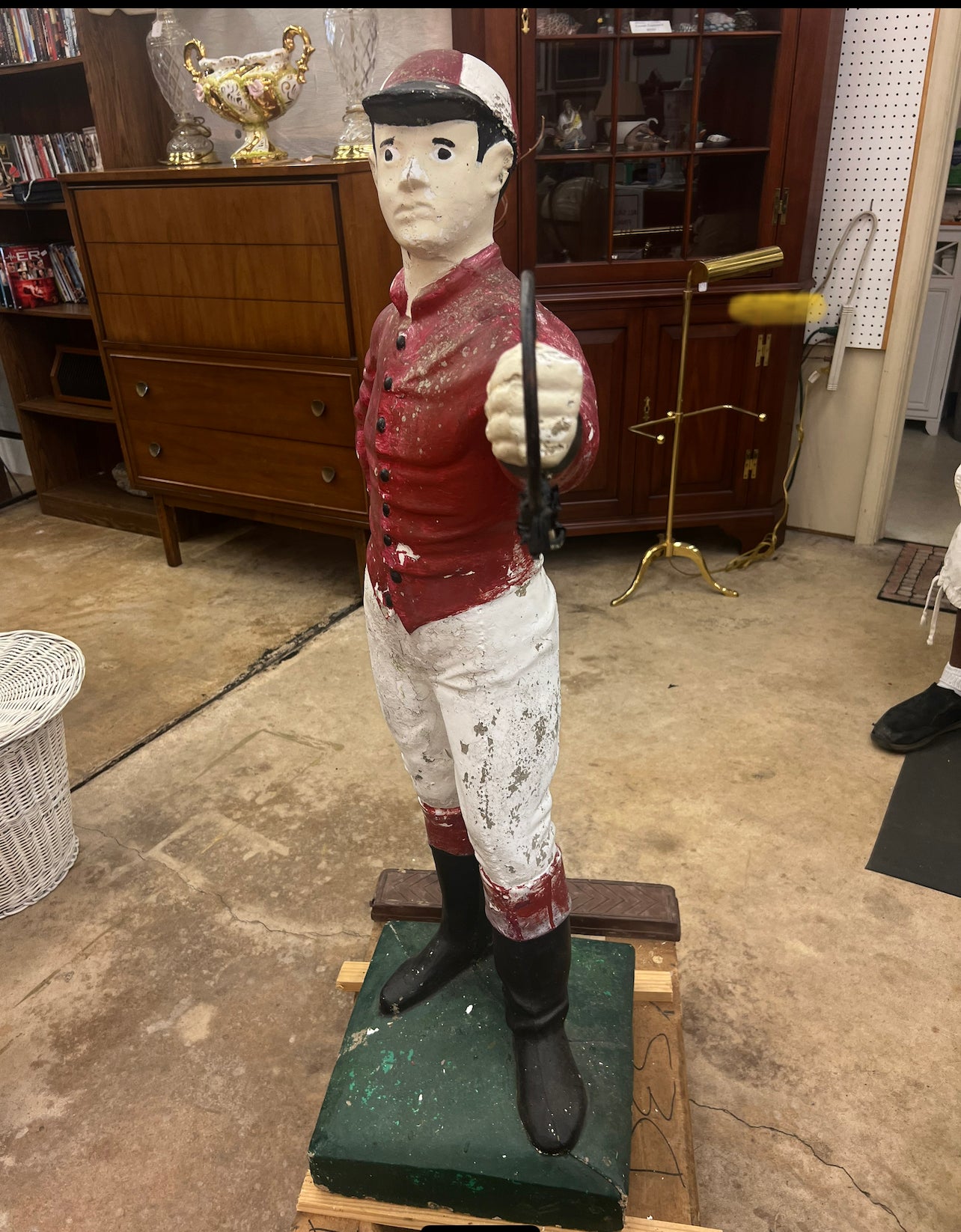 USED Rare Antique Concrete Lawn Jockey Statue- Very Heavy