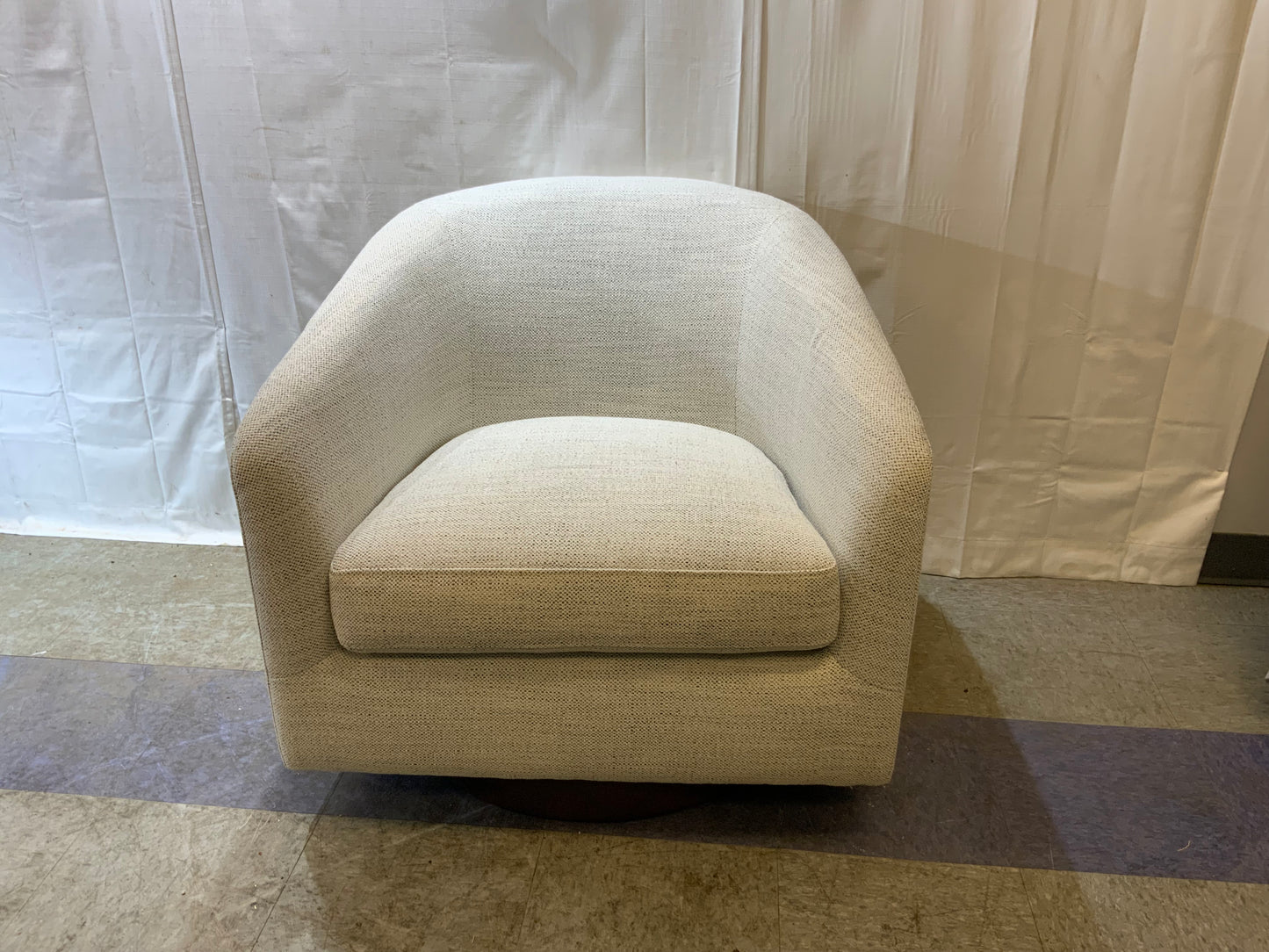 NEW Chita  Round Barrel Ivory Arm Swivel Accent Chair