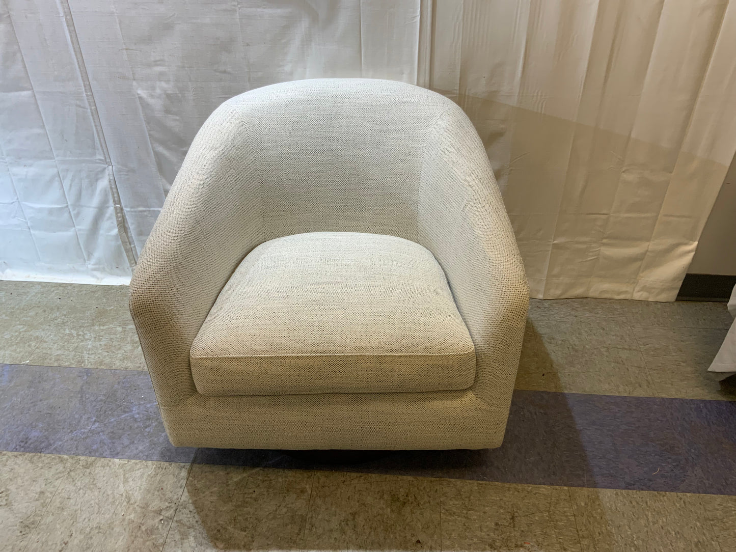 NEW Chita  Round Barrel Ivory Arm Swivel Accent Chair