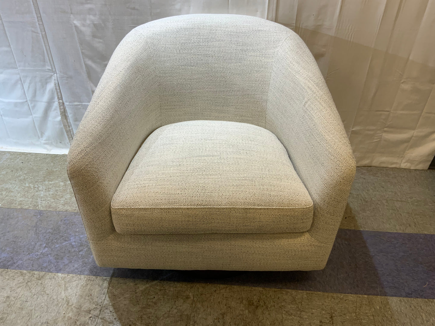 NEW Chita  Round Barrel Ivory Arm Swivel Accent Chair