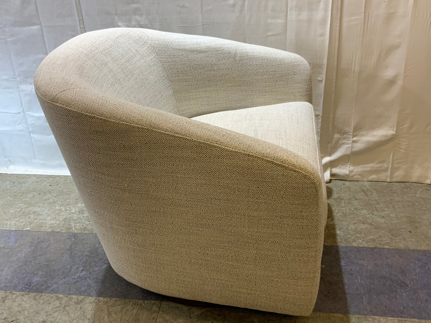 NEW Chita  Round Barrel Ivory Arm Swivel Accent Chair