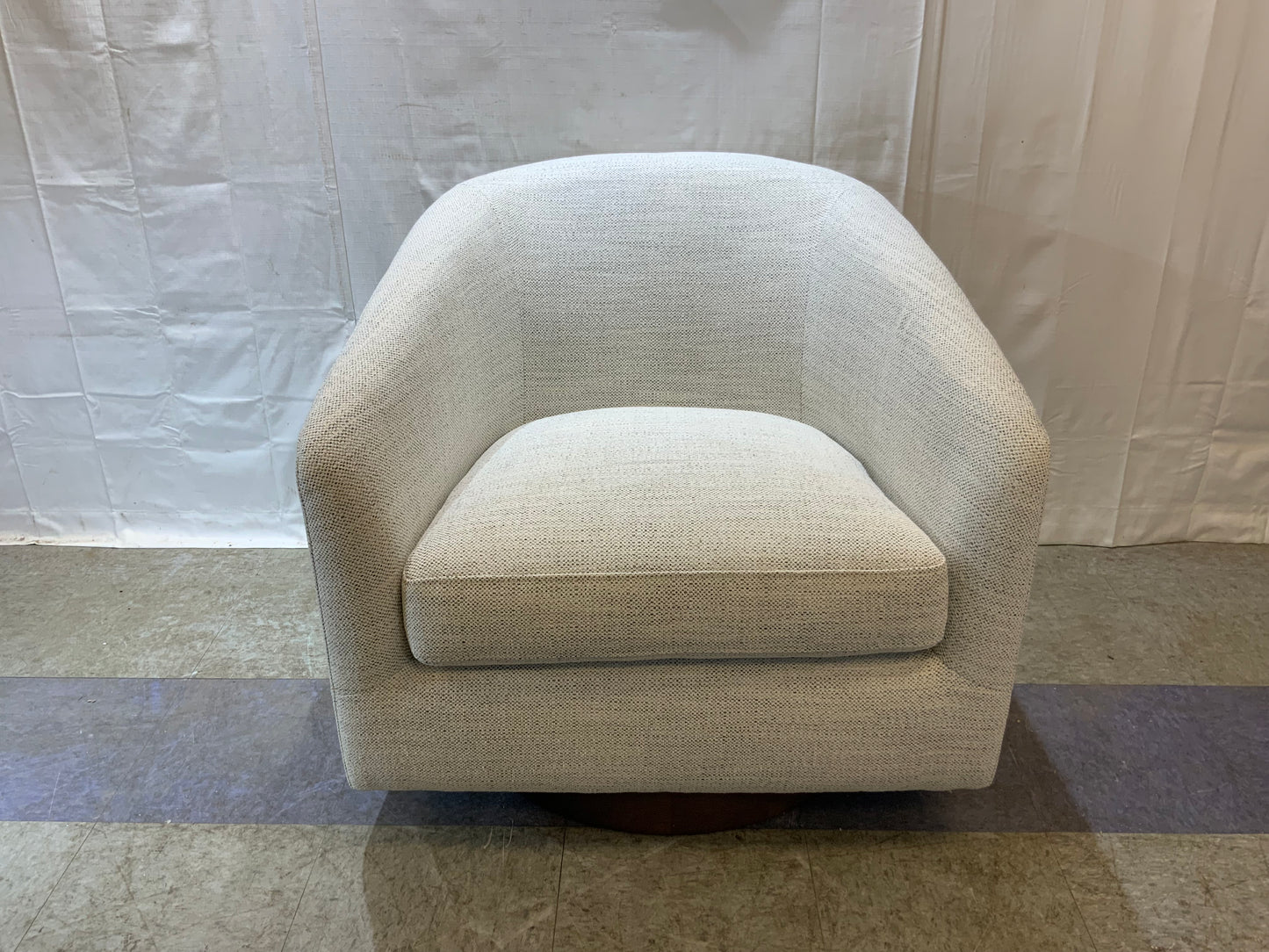 NEW Chita  Round Barrel Ivory Arm Swivel Accent Chair