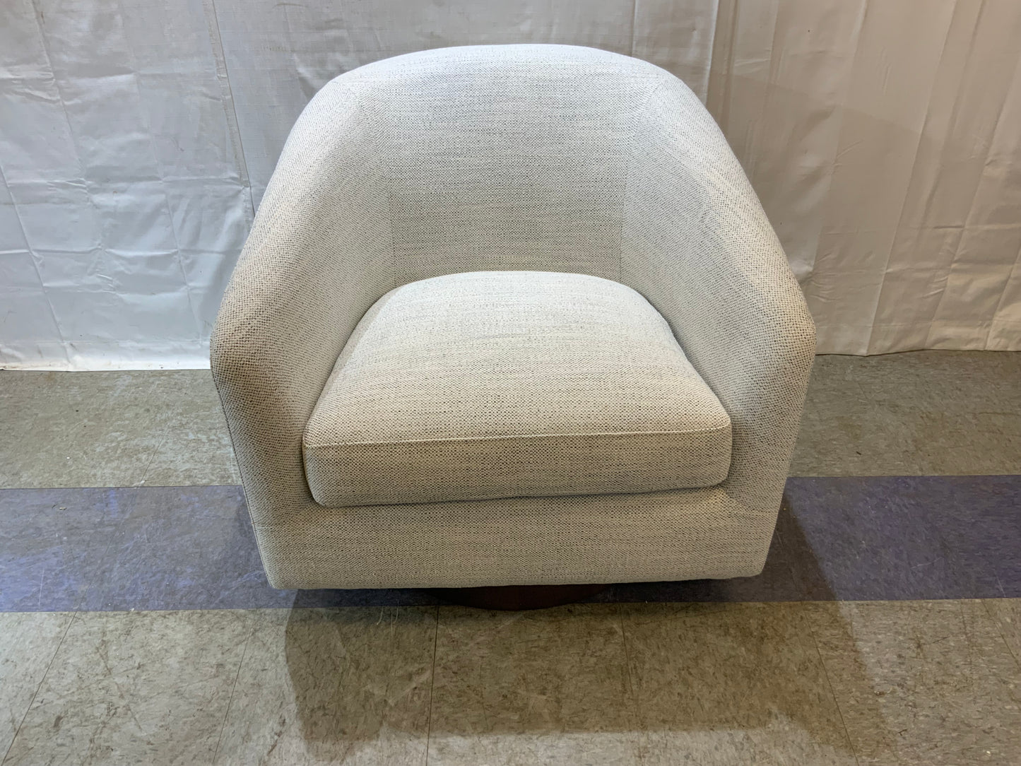 NEW Chita  Round Barrel Ivory Arm Swivel Accent Chair