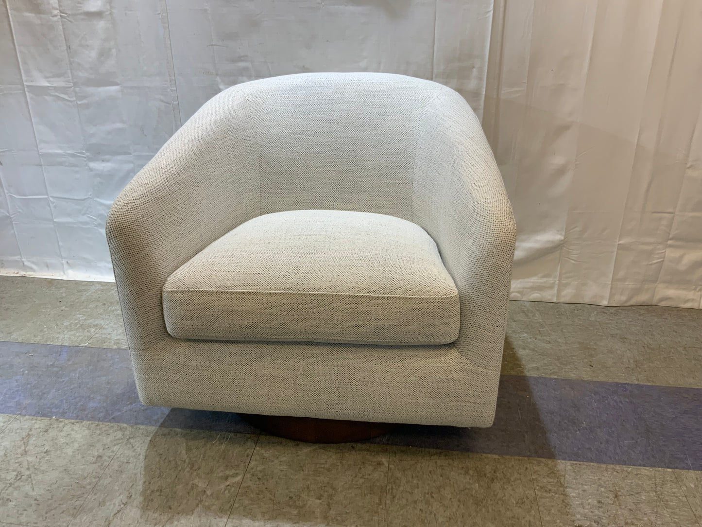 NEW Chita  Round Barrel Ivory Arm Swivel Accent Chair