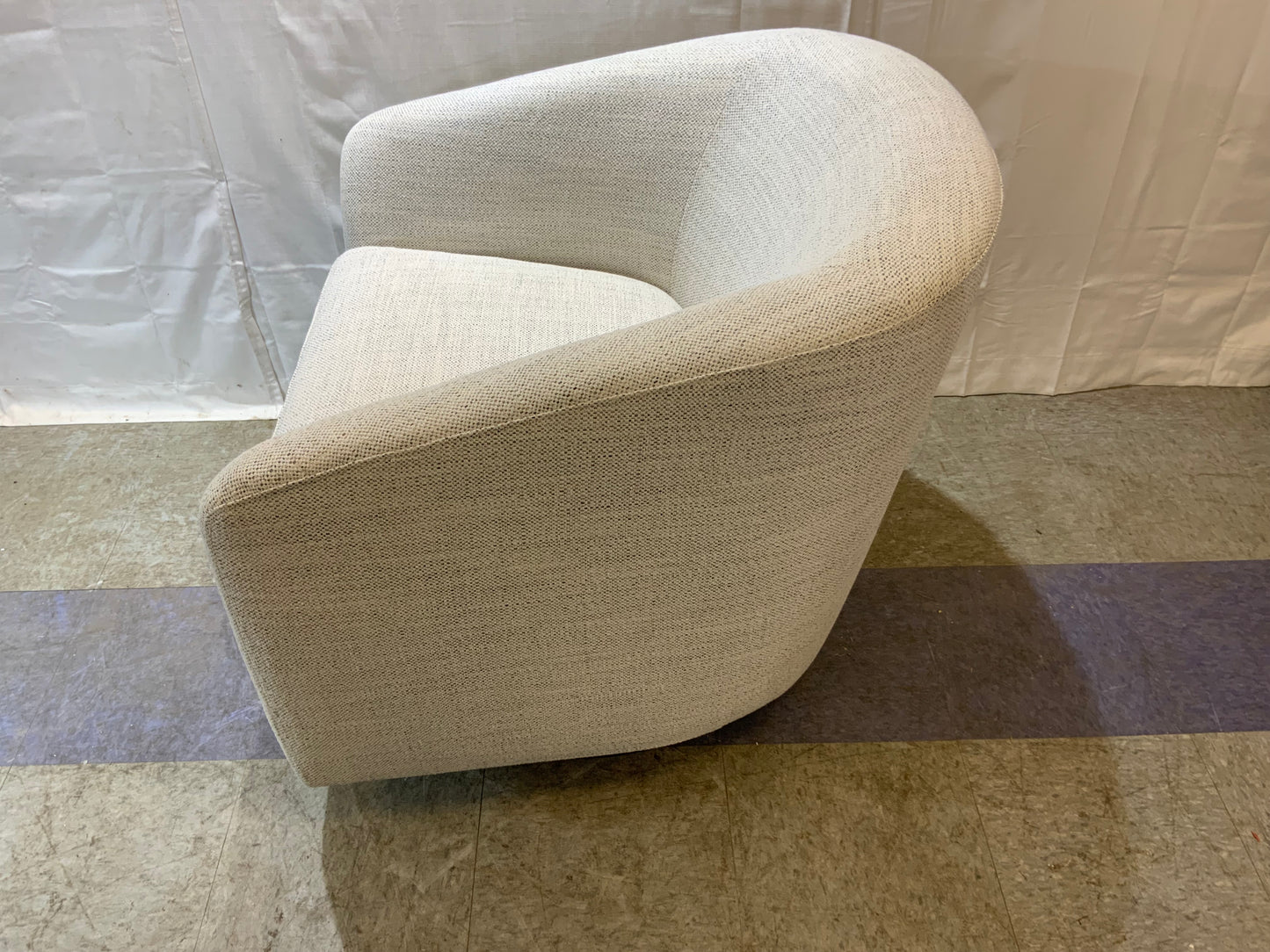 NEW Chita  Round Barrel Ivory Arm Swivel Accent Chair