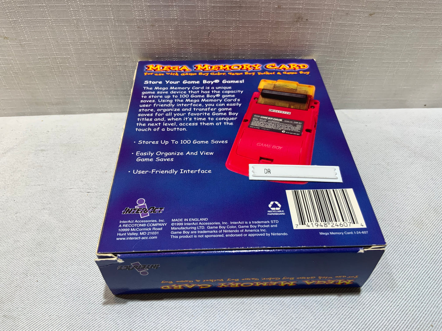 Open Box Game Boy Color Mega Memory Card