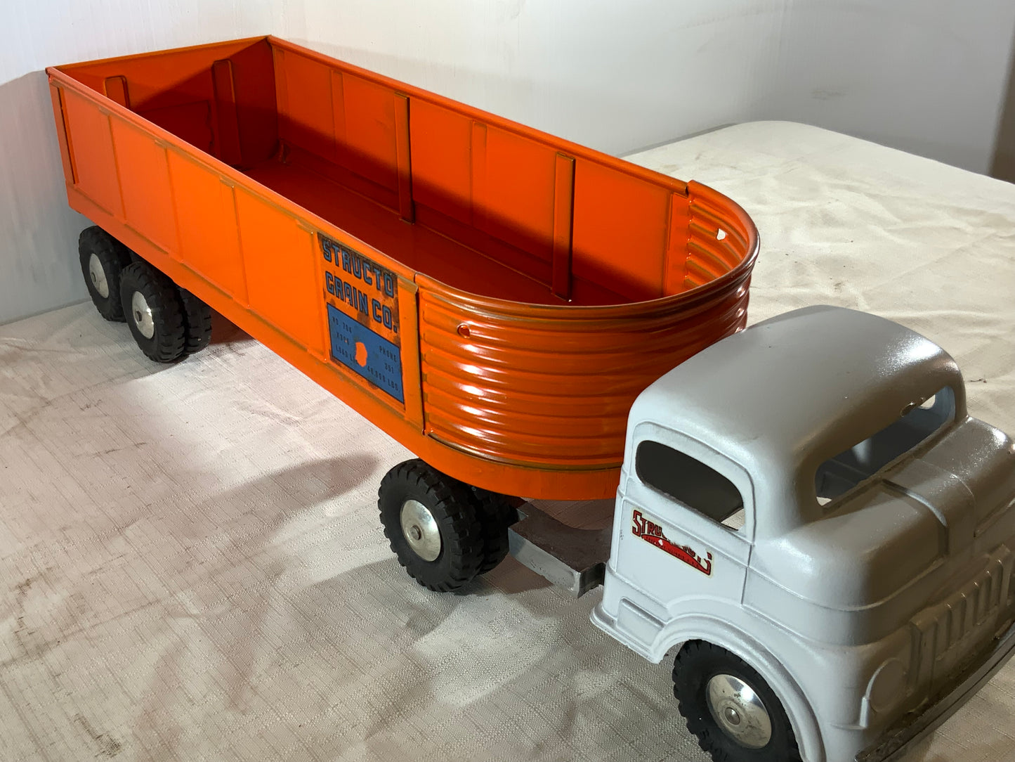 Vintage Structo Grain Co Toy Tracker Trailer With Original Box