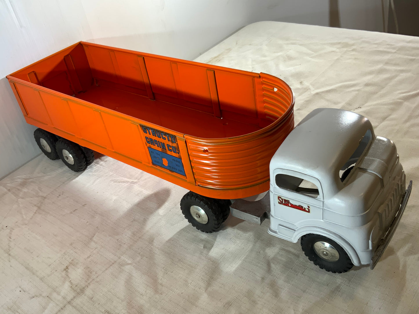 Vintage Structo Grain Co Toy Tracker Trailer With Original Box