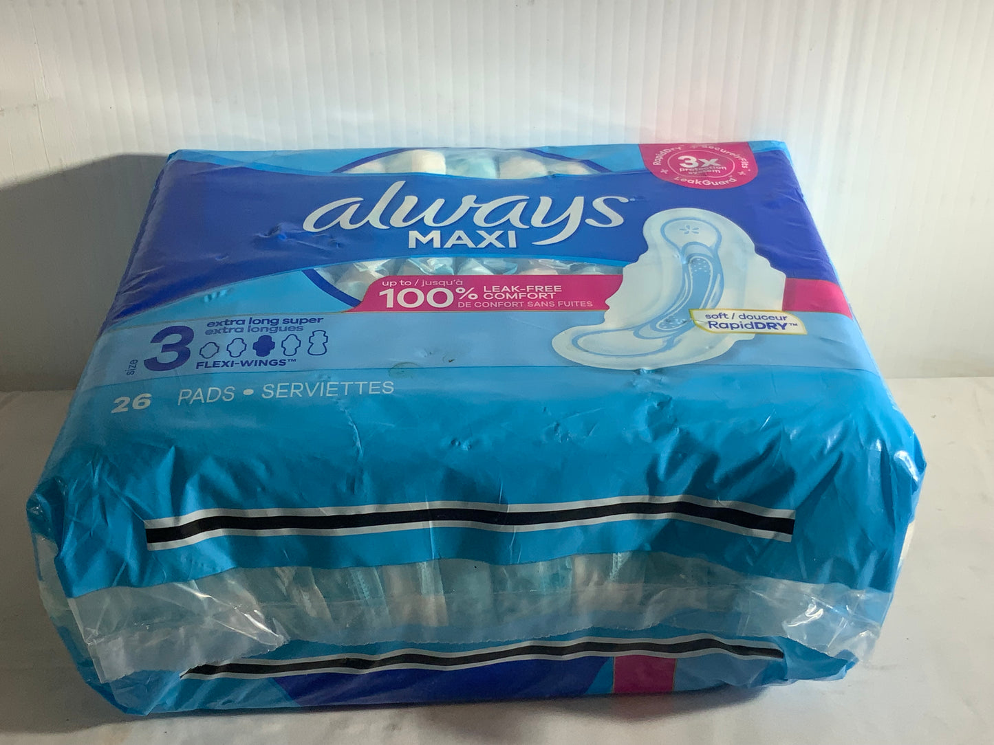 NEW Always Maxi Pads Size 3 Extra Long Super Absorbency Unscented with Wings, 26 Count