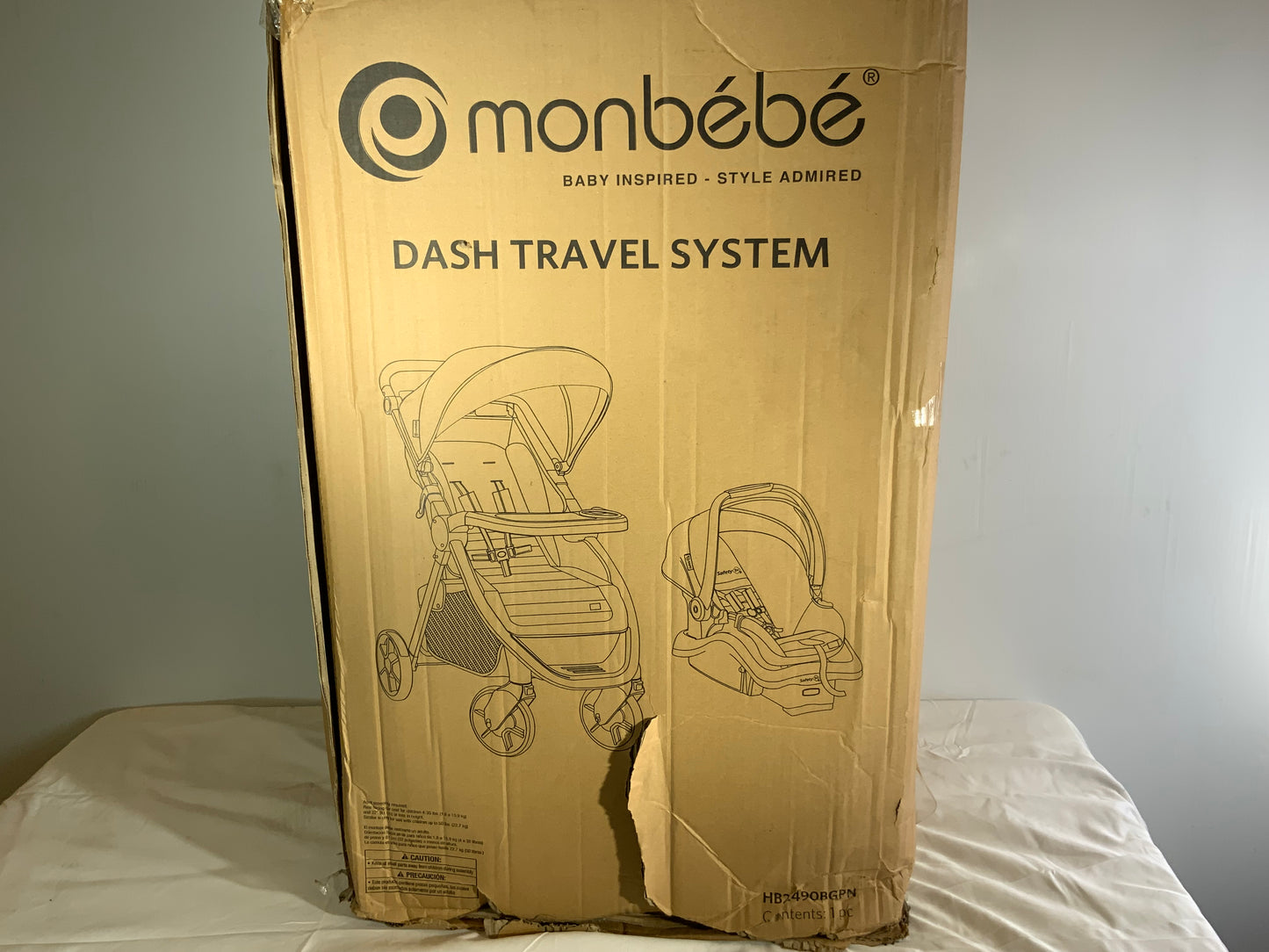 NEW Monbebe Dash Travel System, Gray And Black Pinstripe