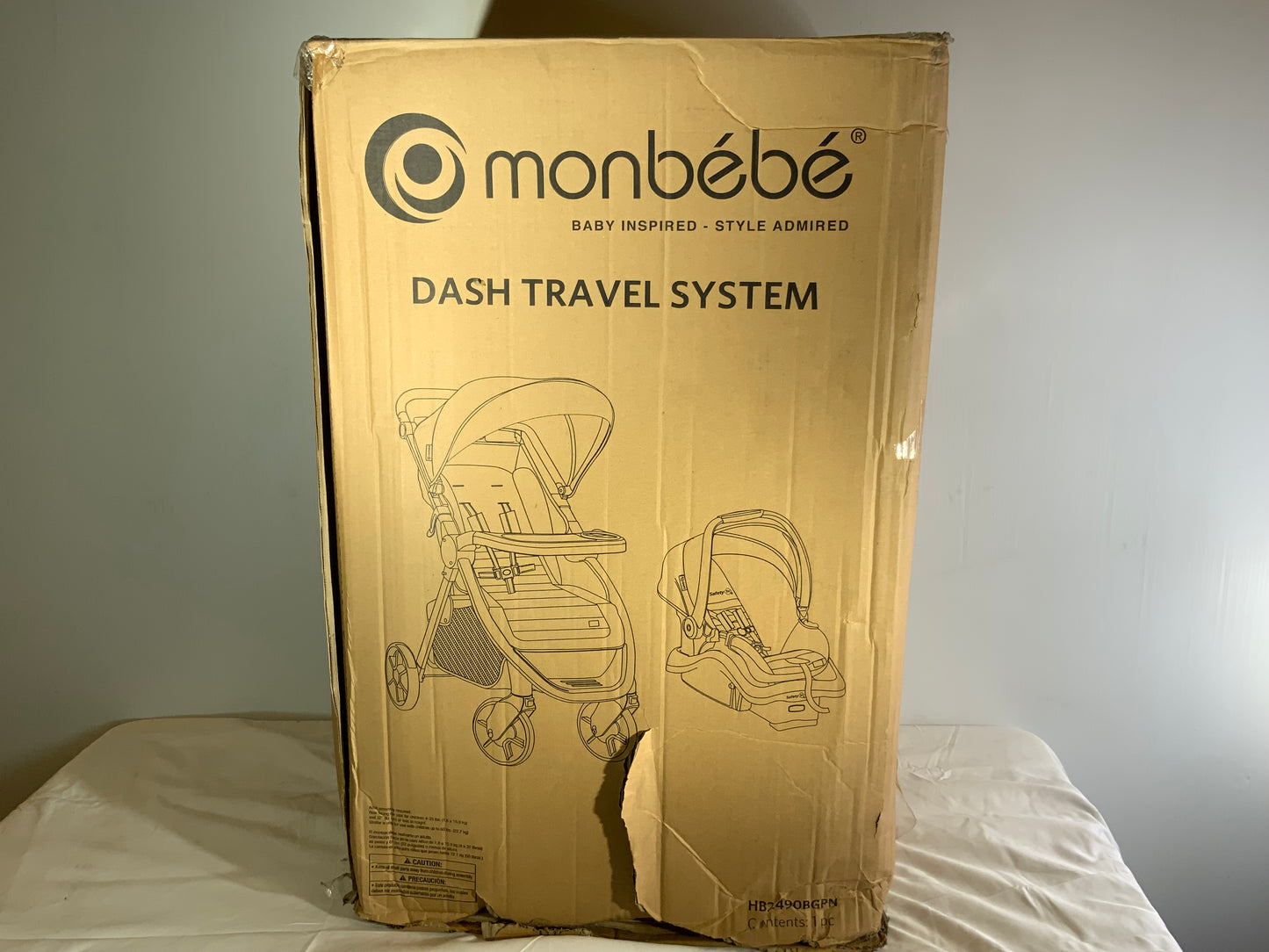 NEW Monbebe Dash Travel System, Gray And Black Pinstripe