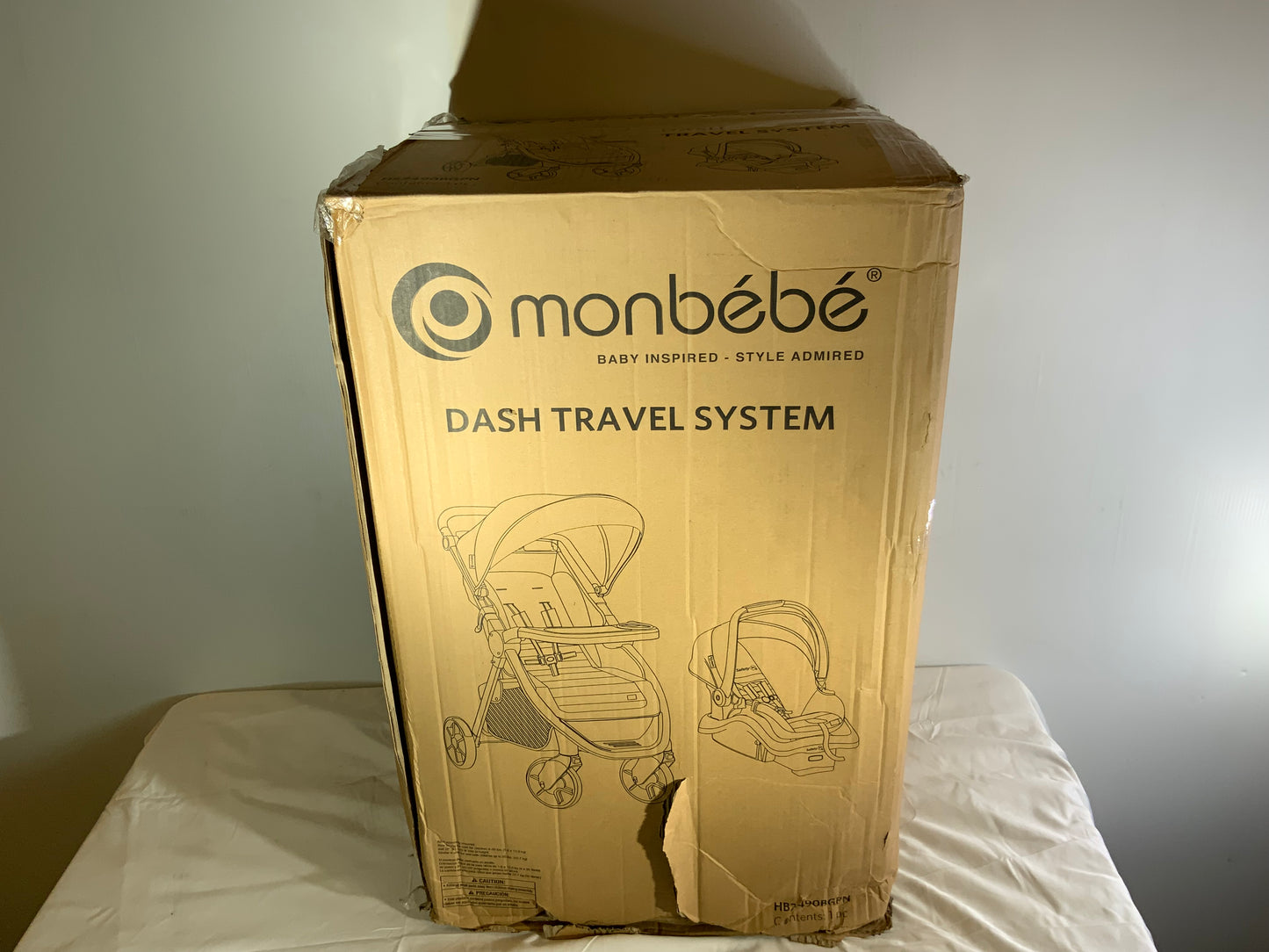 NEW Monbebe Dash Travel System, Gray And Black Pinstripe