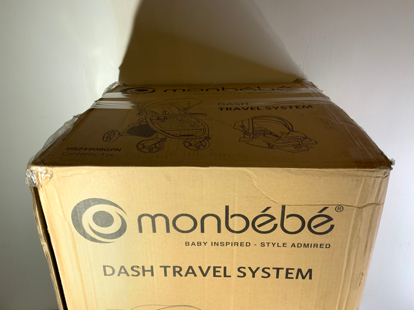 NEW Monbebe Dash Travel System, Gray And Black Pinstripe