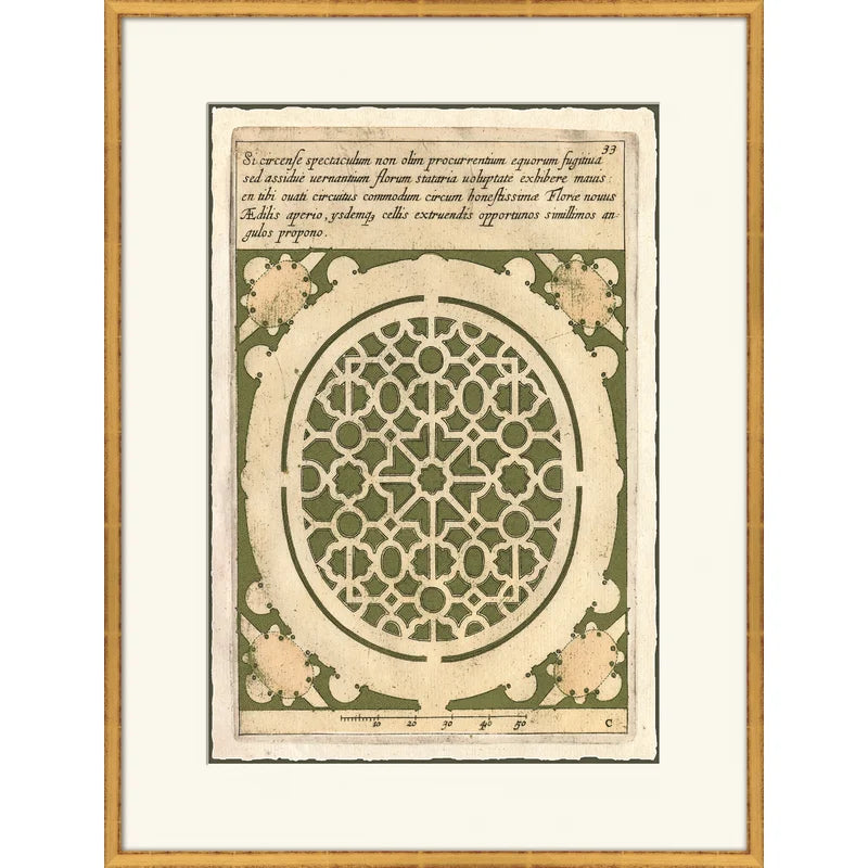 USED Green Garden Plans Framed On Paper Giclee Print