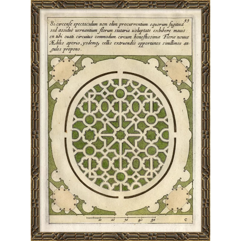 USED Green Garden Plans Framed On Paper Giclee Print