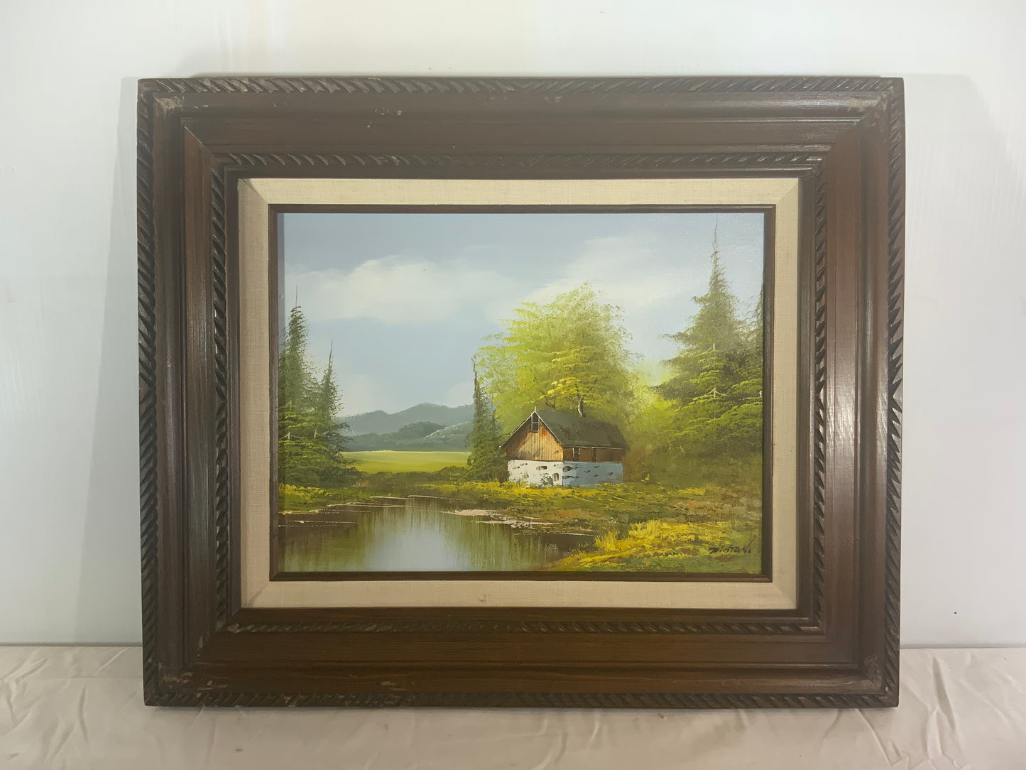 USED Hillock "Rural Cabin And Landscape Scene" Oil Painting - Signed And Framed