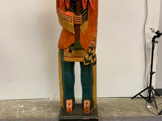 USED All Wood Carved Native American Statue