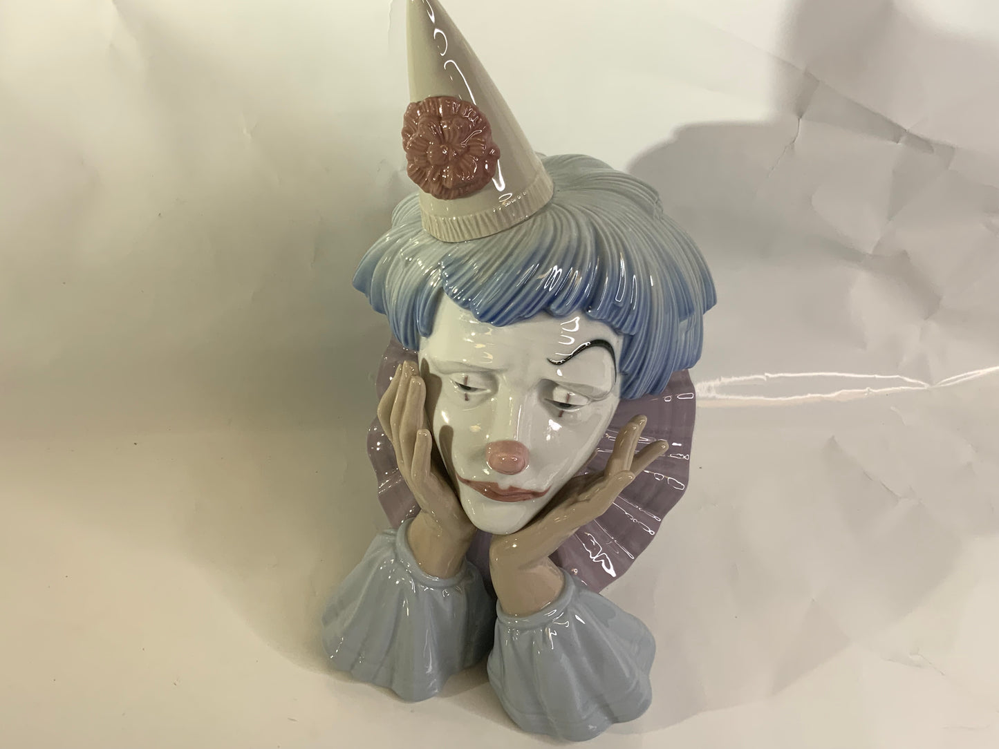 Lladro 5129 Jester Head Sad Clown Bust Porcelain Figurine Mint