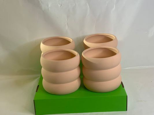 New Large Ribbed Ceramic Planter Pink - Brightstar Products