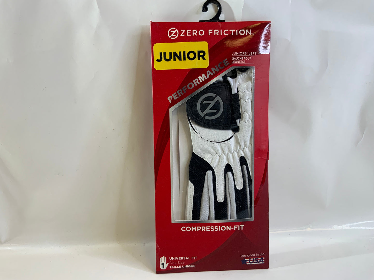 New Zero Friction Junior Performance Synthetic Golf Glove, Universal-Fit, White, Left Hand