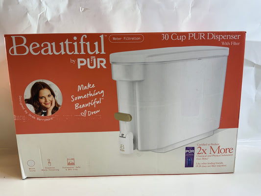 New Beautiful by PUR 30 Cup Dispenser Water Filtration System, Filter Included, White Icing