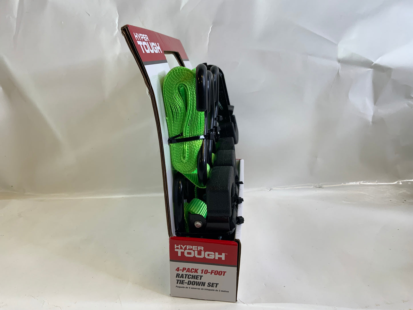 New Hyper Tough 4 Pack, 10 feet Steel Ratchet Tie Downs, 500 lbs, Green, 66.7 oz