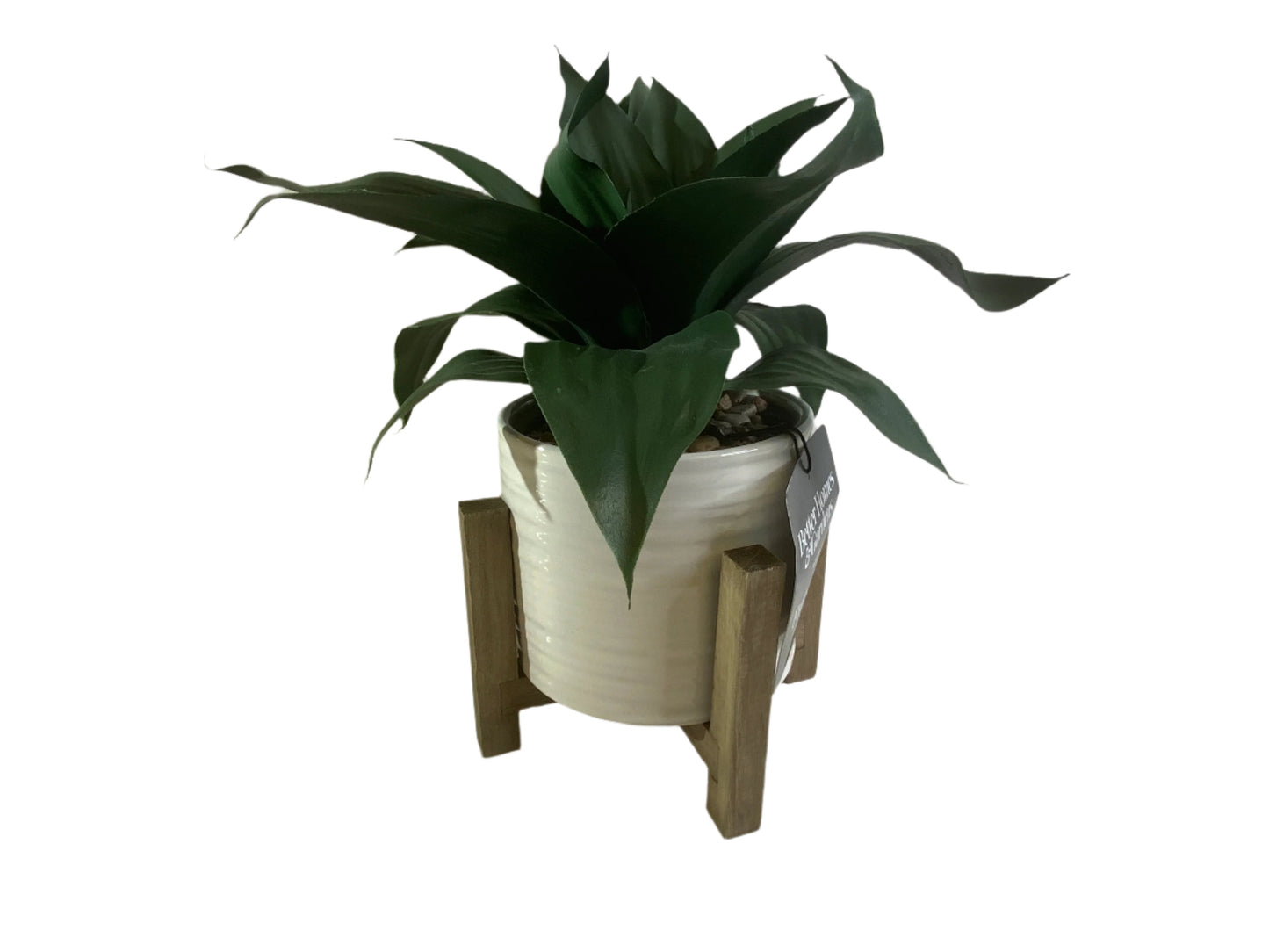 New Better Homes & Garden  9.5" Faux Agave Plant in Ceramic Pot with Wood Stand