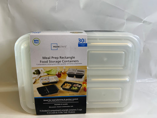 New Mainstays Meal Prep Food Storage Containers, 15 Count