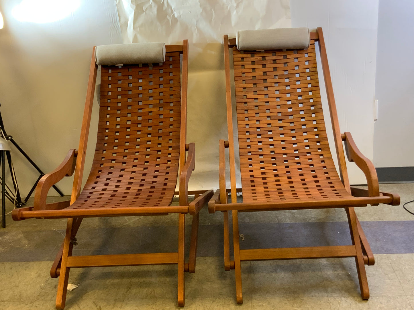 New Pair Eucalyptus Wood Swing Chairs