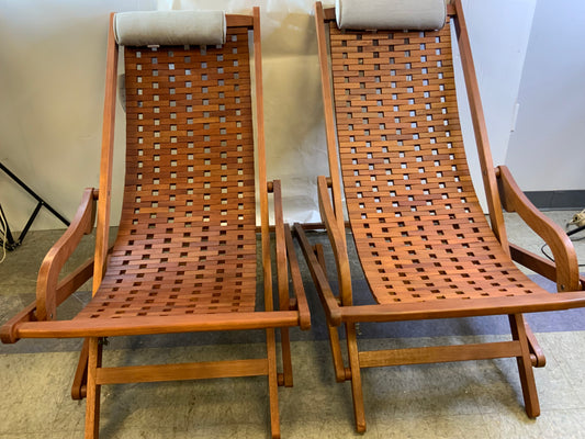 New Pair Eucalyptus Wood Swing Chairs