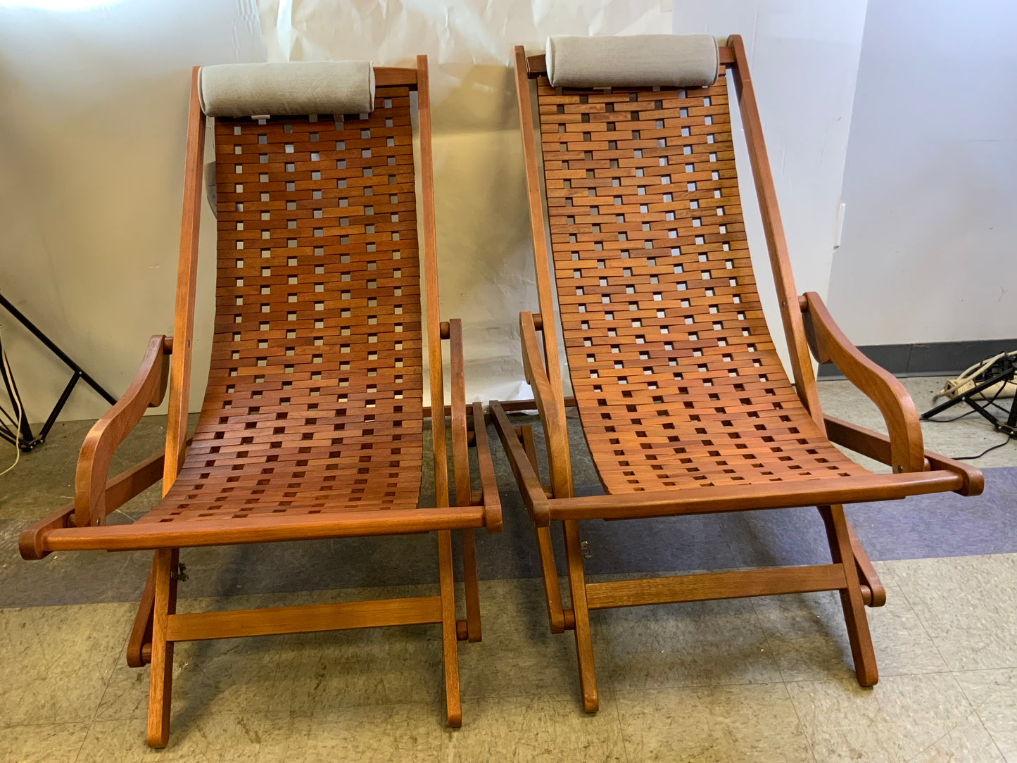 New Pair Eucalyptus Wood Swing Chairs