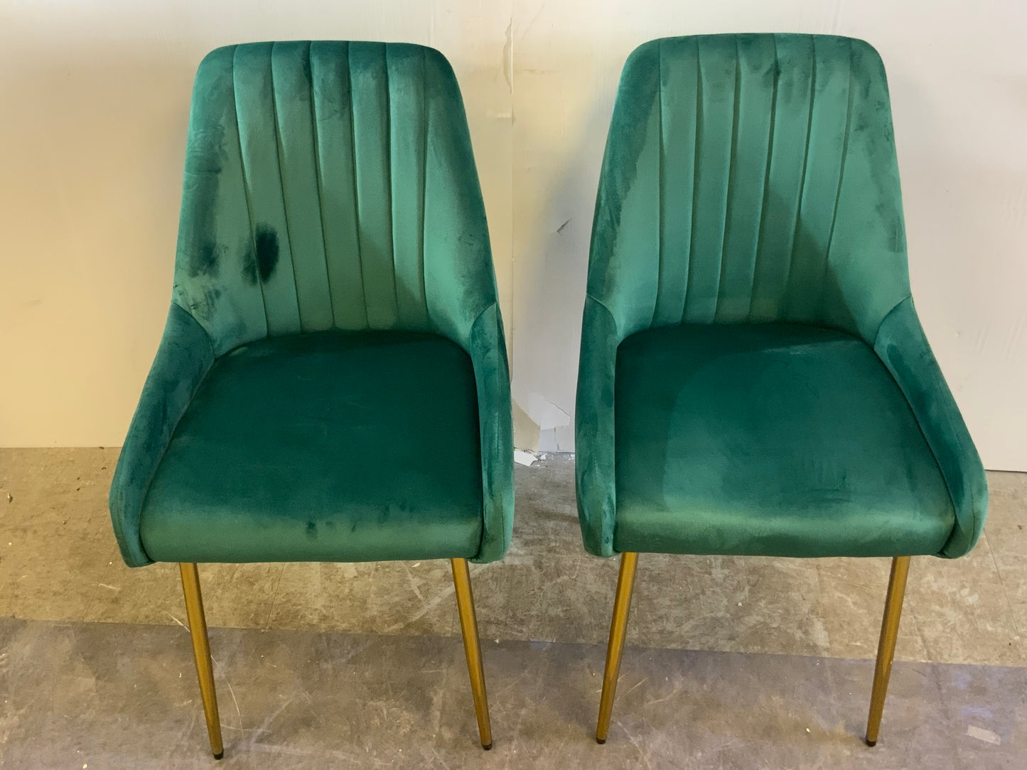 New Pair Green Velvet Dining Accent Chairs