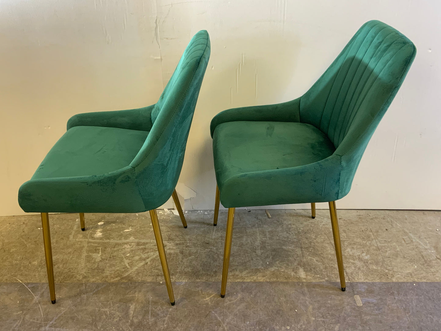 New Pair Green Velvet Dining Accent Chairs